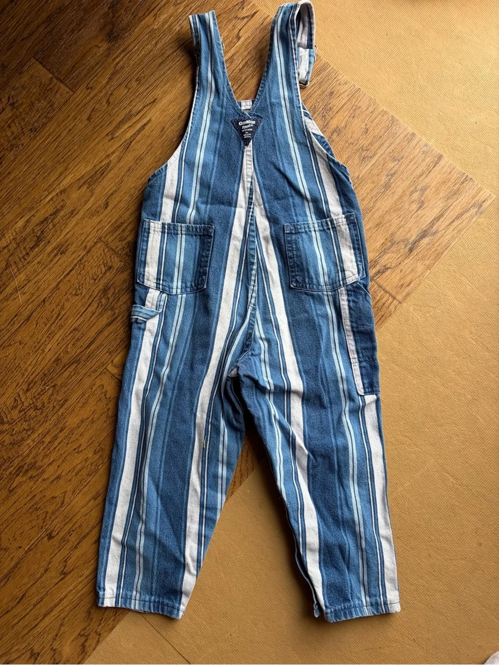 Vtg OshKosh B'gosh Blue Stripe Kids Overalls 4T